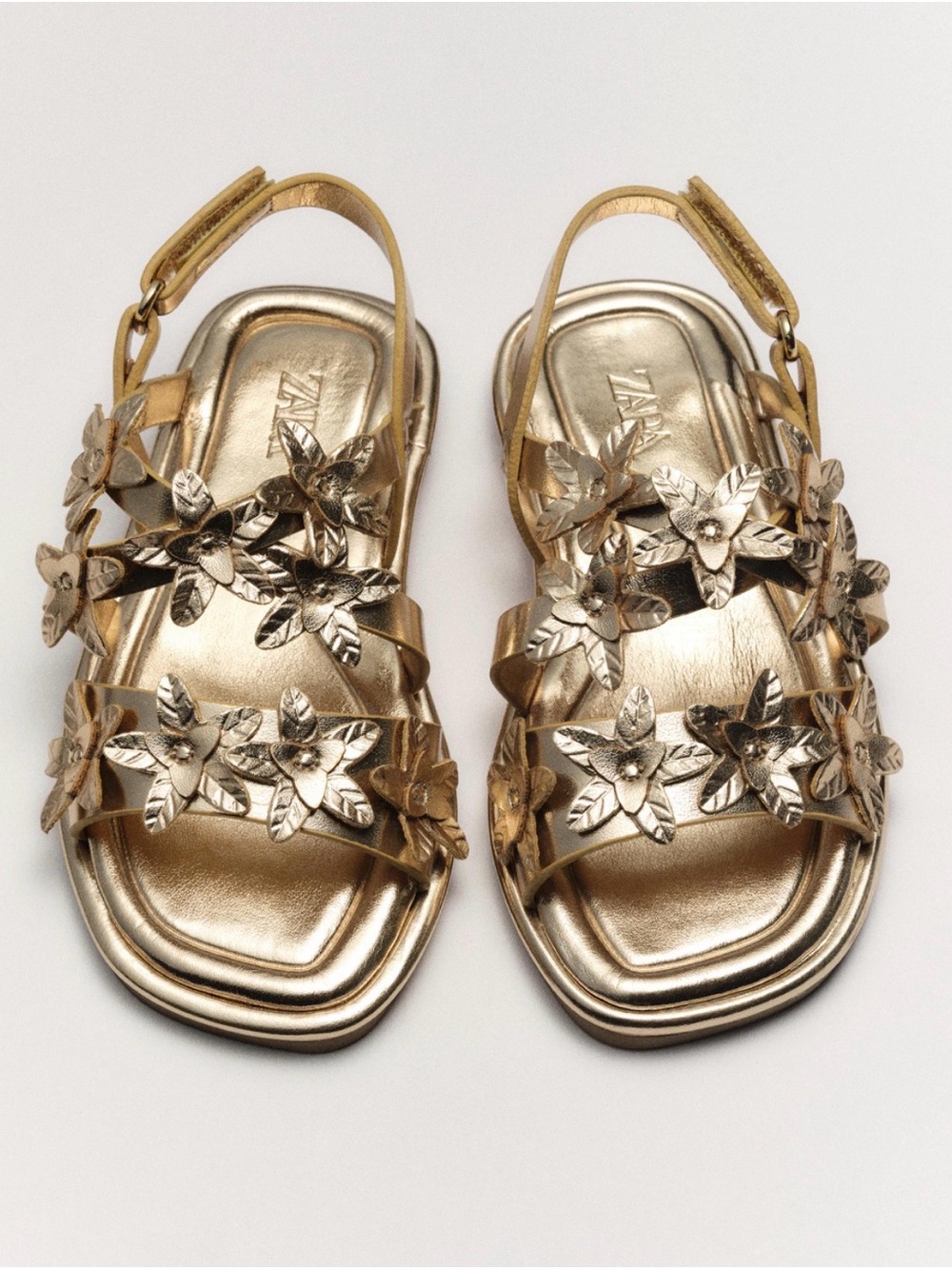 Zara Toddler Metallic Gold Floral Sandals